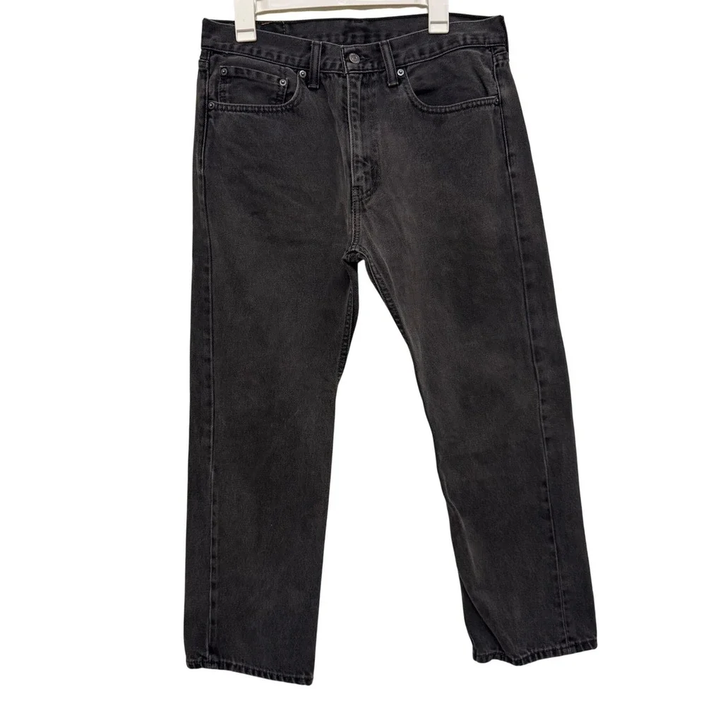 Levi's 505 Mens 34‎ x 29 Regular Fit Jeans Black Wash Denim Pants Classic